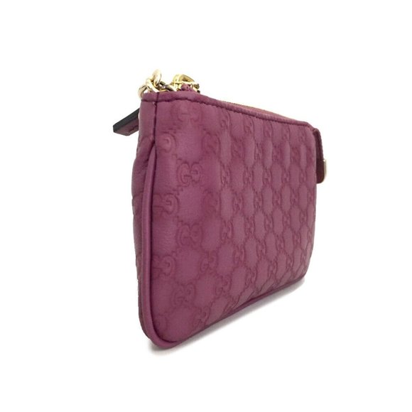 GUCCI Micro Shima GG Logo Pink Leather Coin Purse Wallet /R4607 - Picture 3 of 8